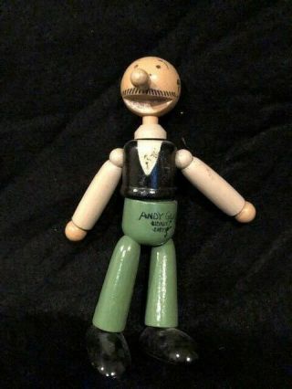 Vintage Andy Gump Wooden Jointed Toy,  Doll,  6 ",  Comic Character Rare