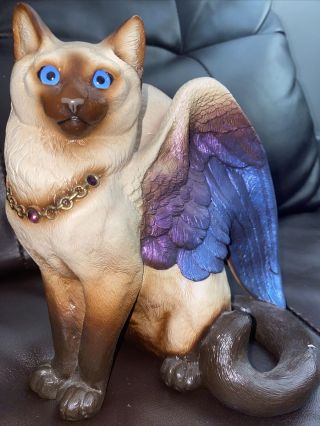 Windstone Editions Large Bird - Winged Flap Cat Siamese (rare) - 1992 - 2 Minor Chips