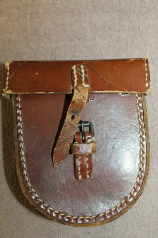 Rare Ww2 German Army Cavalry Horseshoe Brown Leather Storage Case 43 