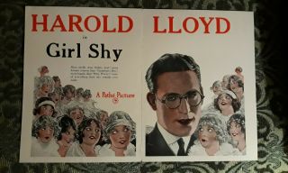 Harold Lloyd Poster/trade Ad Girl Shy Silent Comedy PathÉ 1924 Rare