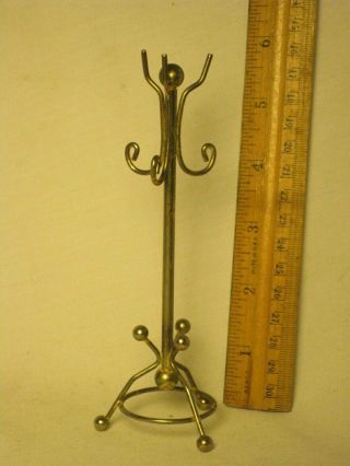 Vintage Metal Dollhouse Coat Rack 5.  75 " Miniature Stand Holder Hook Hanger