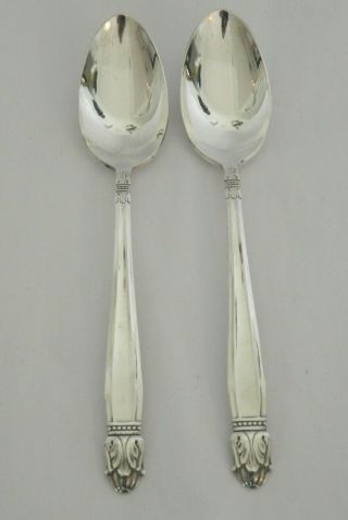 Set Of 2 Danish Princess Holmes & Edwards Silverplate Serving Spoons 8 - 1/2 "