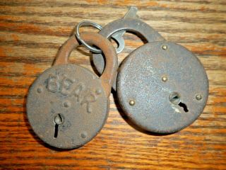 2 Vintage/antique Bear Padlock With Key