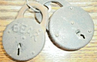 2 Vintage/Antique Bear Padlock with Key 2