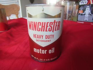 Rare Vintage Full Winchester Heavy Duty Motor Oil - Sae 20 - Metal Can -
