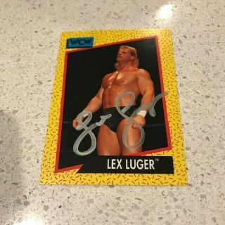 Lex Luger Signed Autographed Rare 1991 Wcw Card C