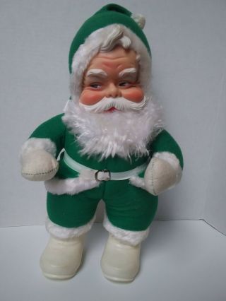 Vintage Rushton Santa Claus Plush Doll - Christmas " Green " Rare.