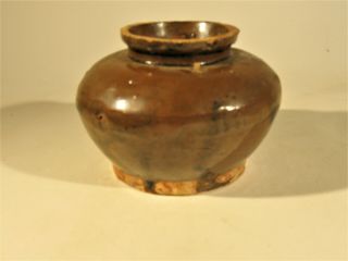 Antique Brown Glazed Art Pottery Ovoid Vase