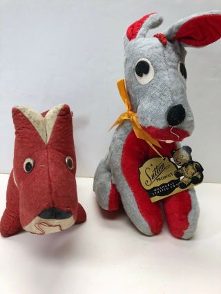 11” And 7” Vintage 1950’s Styled Dogs Set Of 2 Sutton & Sorority? Mascot Dog
