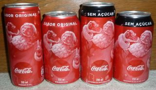 Rare Coca - Cola Coke / Zero X - Mas Santa 350ml And 310ml Can Set Cans Brazil
