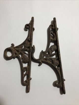 Hand Made Floral Design Iron Curtain Drapery Rod Holders Very Unique 6”