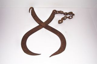 Antique Iron Grapple Hay Hook Farm Chic With Chain