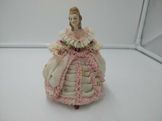 Vintage Dresden Ireland Porcelain Lace Dress Figurine Lady.
