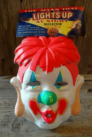 Antique Vintage Star Band Co Plastic Halloween Clown Mask Hang Tag Usa