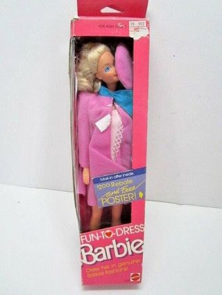 Vintage 1988 Mattel Fun - To - Dress Barbie Doll
