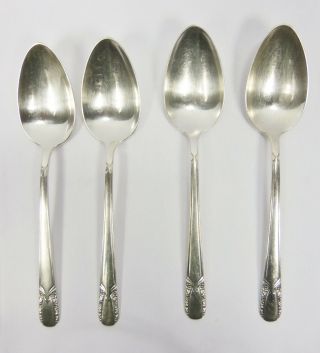 4 Antique 1938 Wm Rogers & Son Talisman Silver Plate Oval Soup Spoons 7 3/8 "