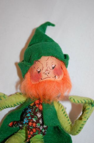 Annalee Doll Vintage Red Haired Hand Painted Leprechaun Irish Elf Circa 1976