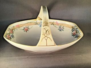 Antique Noritake Nippon Porcelain Relish Tray Basket Hand - Painted Gold Accents