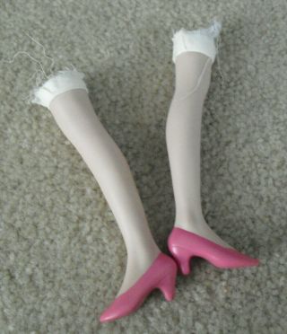 Set Of Vintage Porcelain Woman Doll Legs Pink Heels 4 3/4 " Long