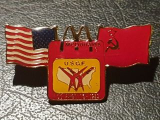 Rare 1984 La Olympics (boycotted) Usa - Mcdonalds - Ussr Usfg Gymnastics 1983 Badge