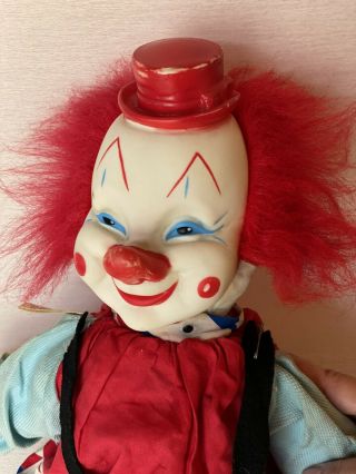Creepy Vintage Gund Rubber Face Clown Doll Plush Rare Mischievous Smile 1960s