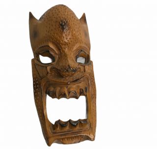 Rare Vintage Filipino Bakunawa Dragon Hand Carved Wood Tribal Devil Mask