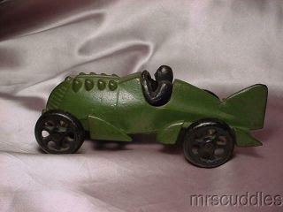 Antique Hubley Cast Iron Green Race Car Black Driver