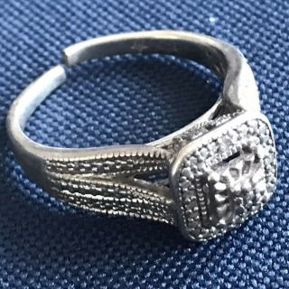 Ladies Vintage Diamond Dinner Ring Sterling Silver Sz 7.  5 Antique Ring
