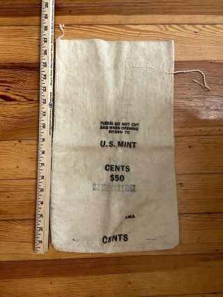 U.  S.  Vintage Antique Canvas Money Bag Coin Bag 50 Cents $50