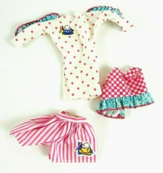 Ice Cream Shop Outfits Vintage Barbie Doll Clothing 3 Piece Top Dress Shorts