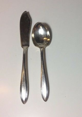 Oneida Community Plate Sugar Spoon & Butter Knife Patrician Silverplate Flatware