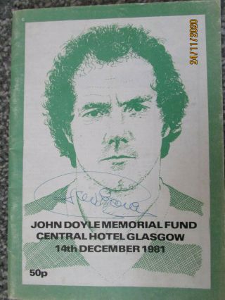 Glasgow Celtic Fc.  Rare 1981 John Doyle Memorial Programme Signed David Provan