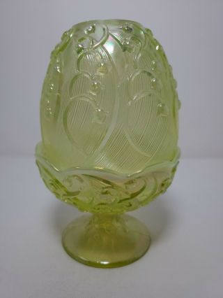 ☆ Rare ☆ Fenton Topaz Opalescent Lily Of The Valley Large Fairy Lamp