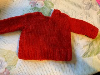 Vintage Doll Sweater Red With Ribbed Bottom 2