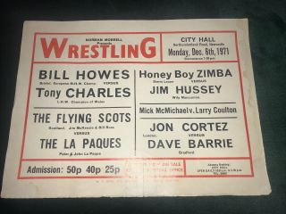 Rare Vintage British Wrestling Poster City Hall,  Newcastle