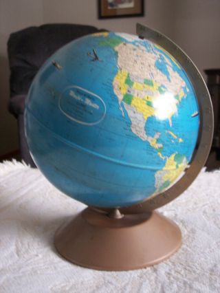 Vintage Rand Mcnally World Master Globe 12 " Metal Base And Stand