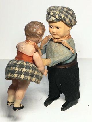 Rare Vintage Schuco German Father And Daughter Windup Toy Germany 1950 