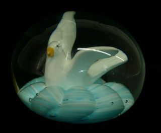 Rare Joe St Clair Art Glass Paperweight Peace Dove - Detailed And