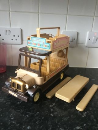 Sylvanian Families Vintage Village Bus with table and benches 2