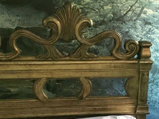 Queen Headboard & Two Matching Mirrors - Antique Gold - Solid Wood.  Cond. 2