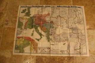 Very Rare Ww1 German Armistice Line Map Entente Dietrich Reimer 1:4m Scale Color