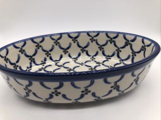 Ceramika Artstyczna Handmade Poland Unikat Rare Pottery Oval Bowl J8 Boleslawiec 3