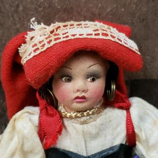 Vintage MAGIS ROMA Orig Cloth Felt Doll painted face Made In Italy 7” Orig Tag 3