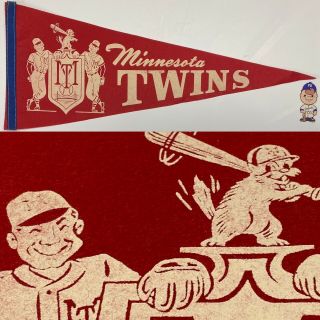 Rare 1960’s Vintage Minnesota Twins Baseball Mlb 12x29.  5 Pennant Flag Red