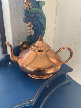Vintage Antique Copper Tea Kettle Handmade In Portugal Tagus