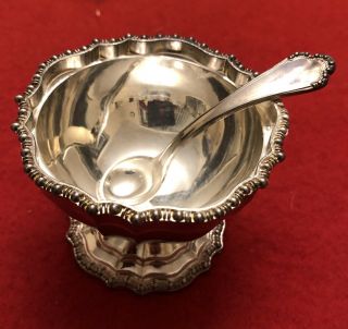 Vintage Avon Silver - Plated Service Salt Bowl & Matching Spoon Made In Italy