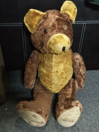 Antique Early Pa Dutch Large 24 " Straw Stuffed Teddy Bear Jointed