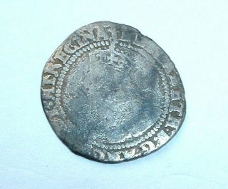 Rare British 1580 Queen Elizabeth I Silver Hammered Threepence 3d Latin Cross Mm