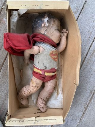 Antique 20 In All Composition Doll With Superman Outfit