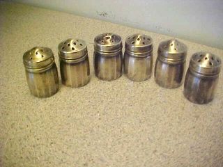 Vintage Sterling Silver Small Size/individual? Salt And Pepper Shakers - Set Of 6